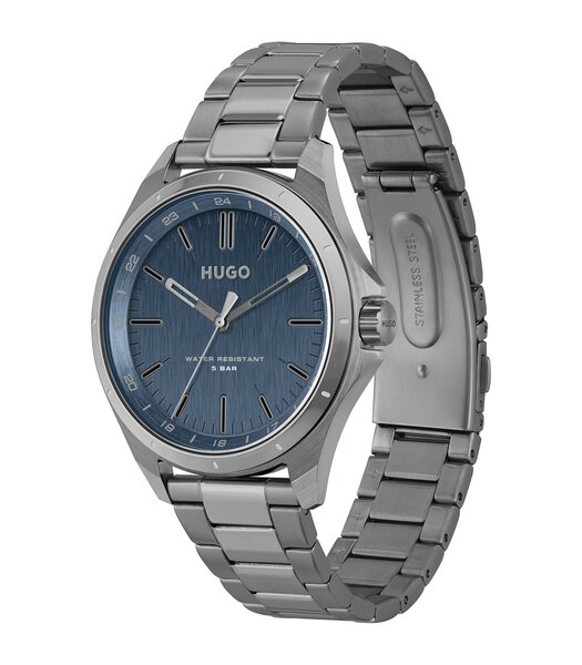 Horloge HUGO COMPLETE Heren 1530324 Analoog Behuizing Mineraal Zwart Bracelette Milanees Zwart Clip / clasp Etanchéiteiten 5 ATM