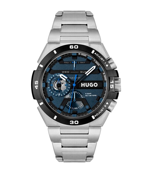 Horloge HUGO WILD Heren 1530337 Analoog Behuizing Mineraal Zwart Bracelette Milanees Zwart Clip / clasp Etanchéiteiten 5 ATM