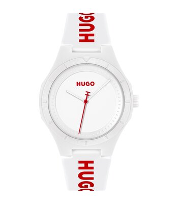 Horloge HUGO LIT FOR HIM Heren 1530345 Analoog Behuizing MINERAAL Wit Bracelette Silicone Wit Clip / clasp Etanchéiteiten 5BAR
