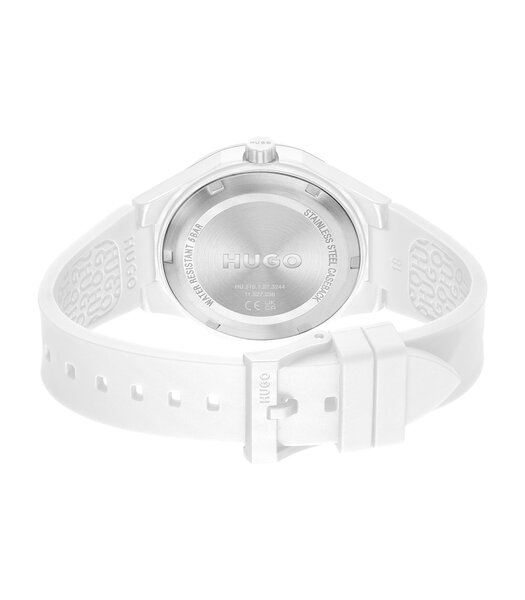 Montre HUGO LIT FOR HIM Homme 1530345 Analogue Cadran MINERAL Blanc Bracelet Silicone Blanc Clip / clasp Etanchéité 5BAR