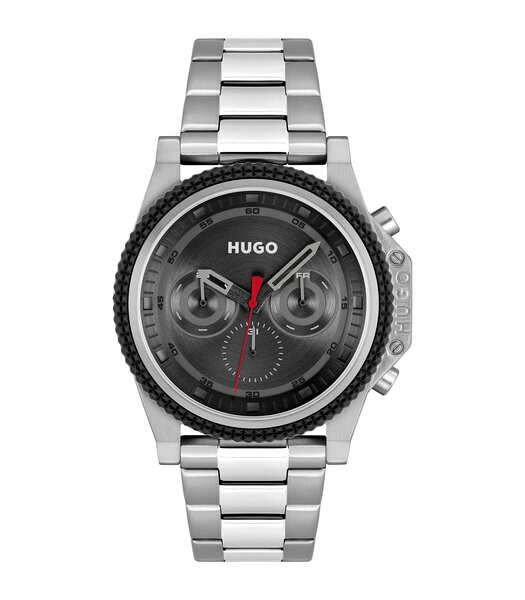 Montre HUGO BRAVE Homme 1530347 Analogue Cadran MINERAL Noir Bracelet Acier inoxydable Acier Clip / clasp Etanchéité 5BAR