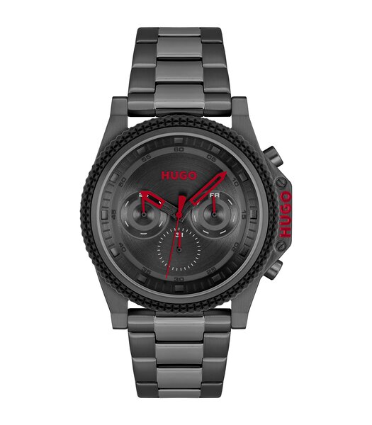 Horloge HUGO BRAVE Heren 1530348 Analoog Behuizing Mineraal Zwart Bracelette Milanees Zwart Clip / clasp Etanchéiteiten 5 ATM