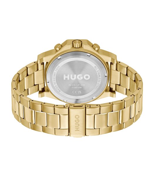 Horloge HUGO BRAVE Heren 1530349 Analoog Behuizing Mineraal Zwart Bracelette Milanees Zwart Clip / clasp Etanchéiteiten 5 ATM