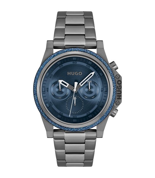 Horloge HUGO BRAVE Heren 1530350 Analoog Behuizing Mineraal Zwart Bracelette Milanees Zwart Clip / clasp Etanchéiteiten 5 ATM