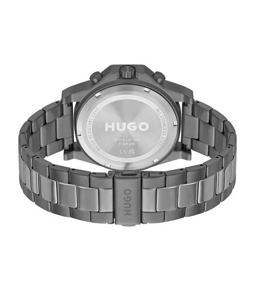 Horloge HUGO BRAVE Heren 1530350 Analoog Behuizing Mineraal Zwart Bracelette Milanees Zwart Clip / clasp Etanchéiteiten 5 ATM