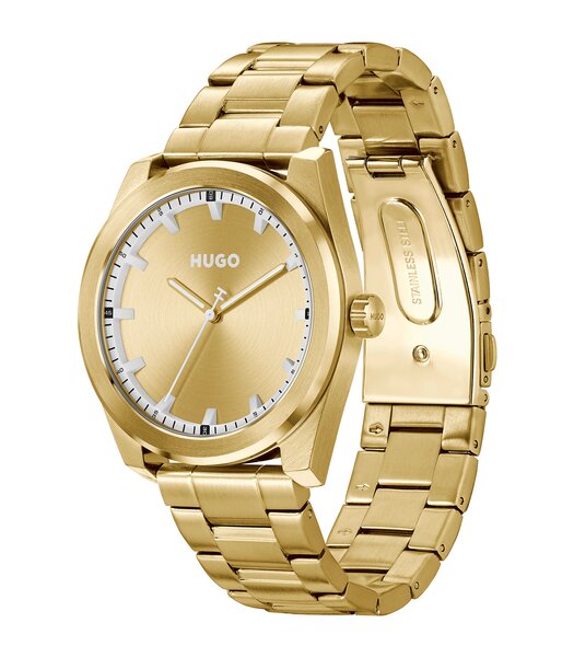 Montre HUGO BRIGHT Homme 1530354 Analogique Cadran Minéral Noir Bracelet Milanais Noir Clip / clasp Etanchéité 5 ATM