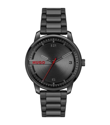 Horloge HUGO STAMP Heren 1530365 Analoog Behuizing MINERAAL Zwart Bracelette Staal Zwart Etanchéiteiten 3BAR