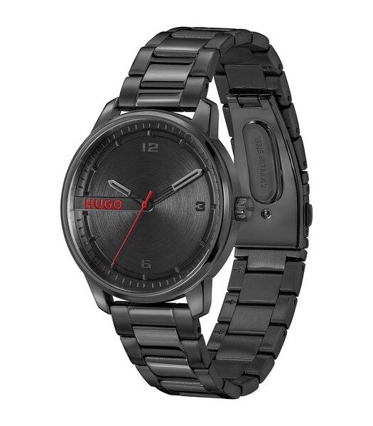 Horloge HUGO STAMP Heren 1530365 Analoog Behuizing MINERAAL Zwart Bracelette Staal Zwart Etanchéiteiten 3BAR