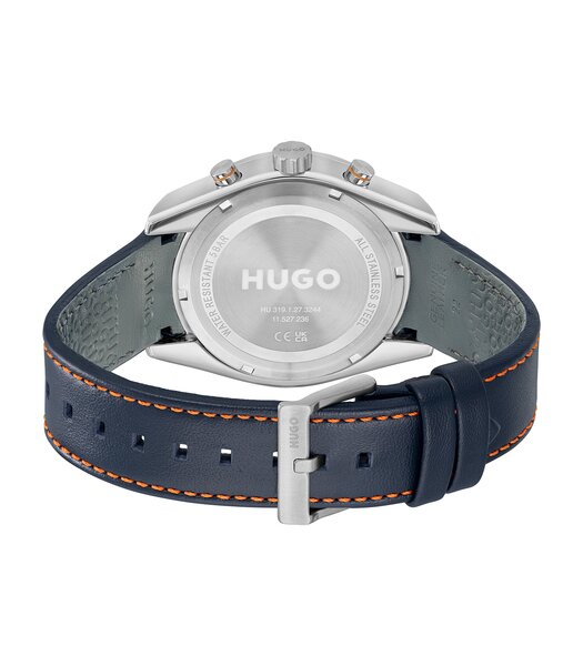 Horloge HUGO FAST Heren 1530371 Analoog Behuizing MINERAAL Blauw Bracelette Leer Blauw Etanchéiteiten 5BAR
