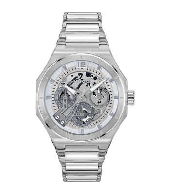 Horloge HUGO GRAIL SKELETON Heren 1530377 Analoog Behuizing MINERAAL Zilverkleurig Bracelette Roestvrij staal Staal Etanchéiteiten 5BAR