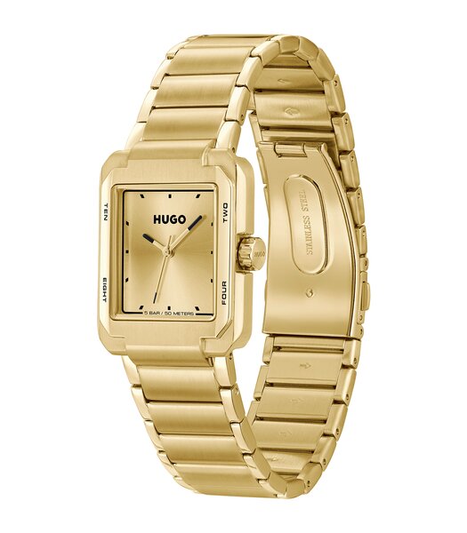 Horloge HUGO THRIVE ANALOG Heren 1530381 Analoog Behuizing MINERAAL Geelgoud Bracelette Staal Geelgoudkleurig Etanchéiteiten 5BAR