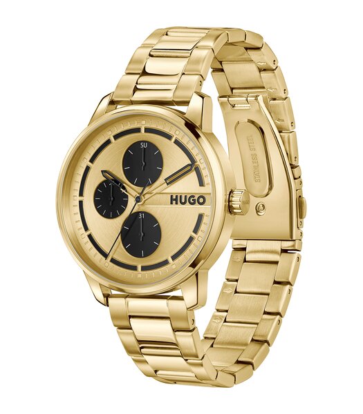 Montre HUGO STAMP MULTI Homme 1530385 Analogue Cadran MINERAL Or jaune Bracelet Acier Or jaune Etanchéité 3BAR
