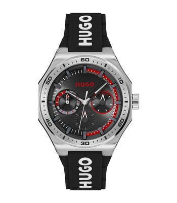 Horloge HUGO GRAIL SPORT Heren 1530397 Analoog Behuizing MINERAAL Zwart Bracelette Silicone Zwart Etanchéiteiten 5BAR