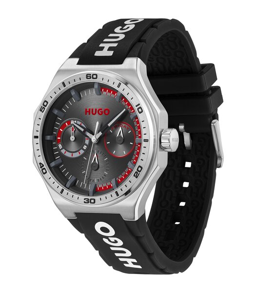 Montre HUGO GRAIL SPORT Homme 1530397 Analogue Cadran MINERAL Noir Bracelet Silicone Noir Etanchéité 5BAR