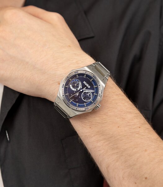 Horloge HUGO GRAIL SPORT Heren 1530400 Analoog Behuizing MINERAAL Blauw Bracelette Roestvrij staal Staal Etanchéiteiten 5BAR