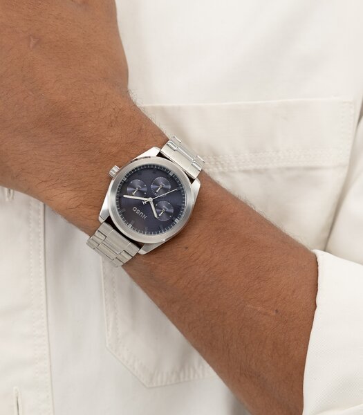 Horloge HUGO WORK Heren 1530424 Analoog Behuizing MINERAAL Blauw Bracelette Roestvrij staal Staal Etanchéiteiten 5BAR