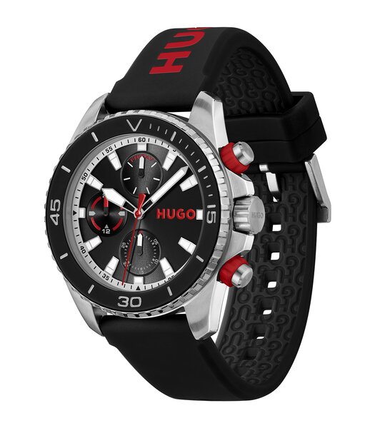 Horloge HUGO DIVE Heren 1530427 Analoog Behuizing MINERAAL Zwart Bracelette Silicone Zwart Etanchéiteiten 5BAR