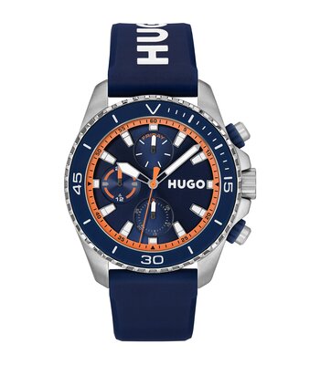 Horloge HUGO DIVE Heren 1530428 Analoog Behuizing MINERAAL Blauw Bracelette Silicone Blauw Etanchéiteiten 5BAR