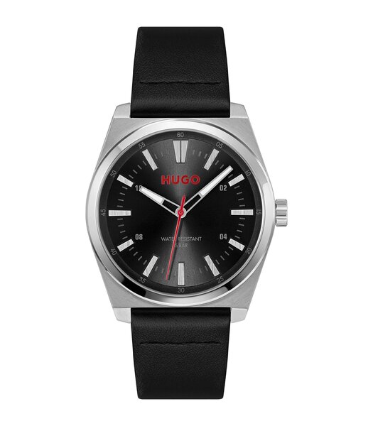 Horloge HUGO ARK Heren 1530437 Analoog Behuizing MINERAAL Zwart Bracelette Leer Zwart Etanchéiteiten 5BAR