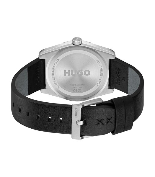 Horloge HUGO ARK Heren 1530437 Analoog Behuizing MINERAAL Zwart Bracelette Leer Zwart Etanchéiteiten 5BAR