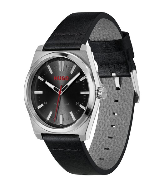 Horloge HUGO ARK Heren 1530437 Analoog Behuizing MINERAAL Zwart Bracelette Leer Zwart Etanchéiteiten 5BAR