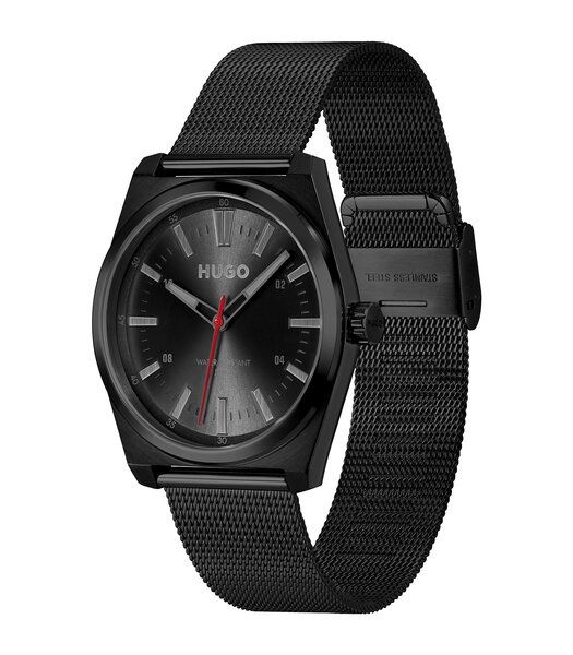 Horloge HUGO ARK Heren 1530440 Analoog Behuizing MINERAAL Zwart Bracelette Staal Zwart Etanchéiteiten 5BAR