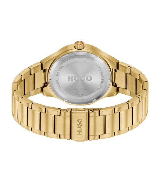 Montre HUGO LIT Homme 1530449 Analogue Cadran MINERAL Vert Bracelet Acier Or jaune Etanchéité 5BAR