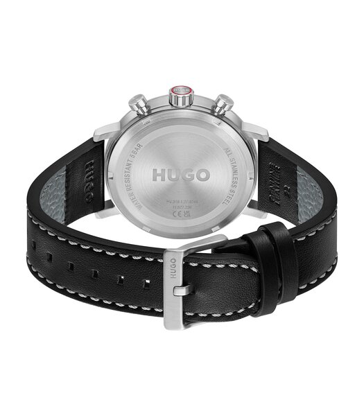 Montre HUGO TAKEOFF Homme 1530465 Analogique Cadran Minéral Noir Bracelet Cuir Noir Etanchéité 5 ATM