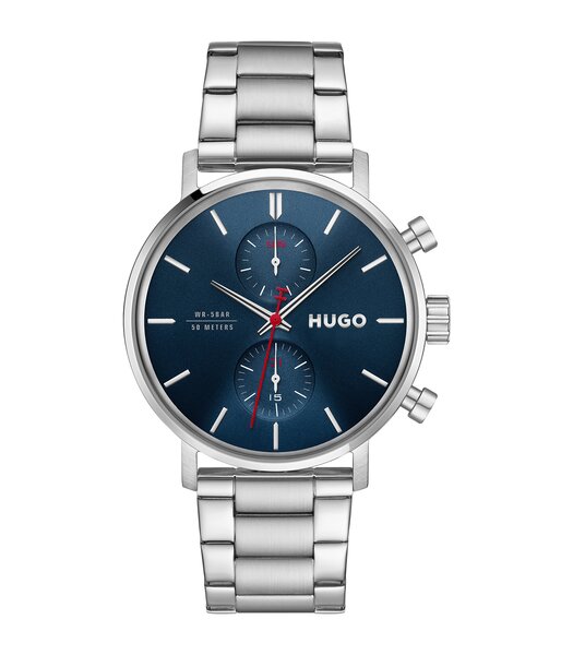 Montre HUGO TAKEOFF Homme 1530467 Analogique Cadran Minéral Bleu Bracelet Acier inoxydable Acier Etanchéité 5 ATM