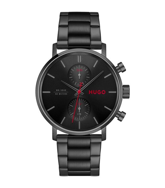 Montre HUGO TAKEOFF Homme 1530468 Analogique Cadran Minéral Noir Bracelet Acier inoxydable Acier / noir Etanchéité 5 ATM