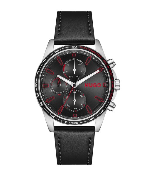 Horloge HUGO DRIFT Heren 1530475 Analoog Behuizing Mineraal Zwart Bracelette Leer Zwart Etanchéiteiten 3 ATM