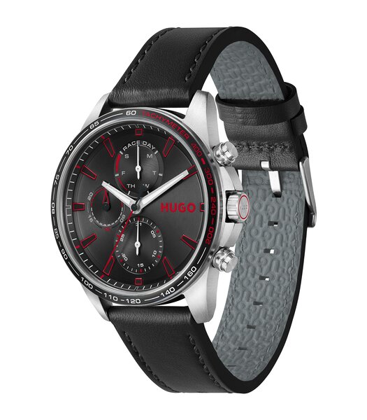 Horloge HUGO DRIFT Heren 1530475 Analoog Behuizing Mineraal Zwart Bracelette Leer Zwart Etanchéiteiten 3 ATM