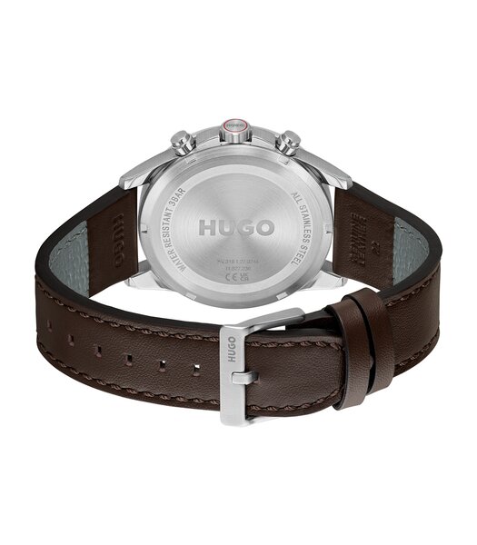 Horloge HUGO DRIFT Heren 1530476 Analoog Behuizing Mineraal Grijs Bracelette Leer Bruin Etanchéiteiten 3 ATM