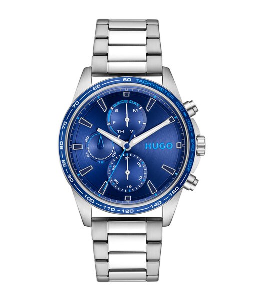 Horloge HUGO DRIFT Heren 1530477 Analoog Behuizing Mineraal Blauw Bracelette Roestvrij staal Staal Etanchéiteiten 3 ATM