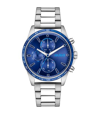 Montre HUGO DRIFT Homme 1530477 Analogique Cadran Minéral Bleu Bracelet Acier inoxydable Acier Etanchéité 3 ATM