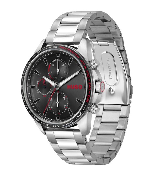 Horloge HUGO DRIFT Heren 1530478 Analoog Behuizing Mineraal Zwart Bracelette Roestvrij staal Staal Etanchéiteiten 3 ATM