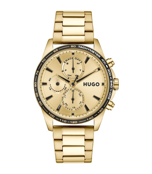 Montre HUGO DRIFT Homme 1530479 Analogique Cadran Minéral Or jaune Bracelet Acier inoxydable Or jaune Etanchéité 3 ATM