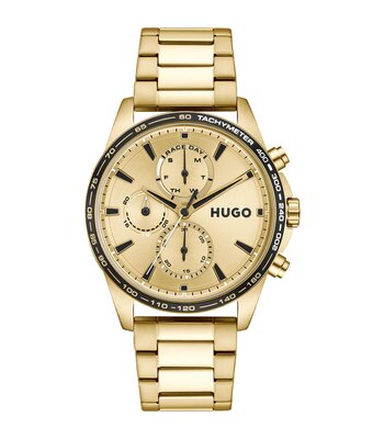 Montre HUGO DRIFT Homme 1530479 Analogique Cadran Minéral Or jaune Bracelet Acier inoxydable Or jaune Etanchéité 3 ATM