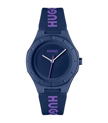Horloge HUGO LIT FOR TEENAGER Heren 1540167 Analoog Behuizing MINERAAL Blauw Bracelette Silicone Blauw Clip / clasp Etanchéiteiten 5BAR