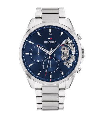 Horloge TOMMY HILFIGER BAKER Heren 1710448 Analoog Behuizing MINERAAL Blauw Bracelette Roestvrij staal Staal BOUCLE DEPLOYANTE Etanchéiteiten 5ATM