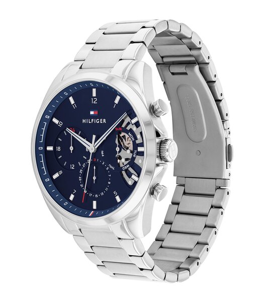 Horloge TOMMY HILFIGER BAKER Heren 1710448 Analoog Behuizing MINERAAL Blauw Bracelette Roestvrij staal Staal BOUCLE DEPLOYANTE Etanchéiteiten 5ATM