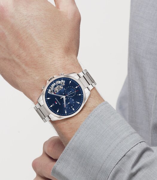 Horloge TOMMY HILFIGER BAKER Heren 1710448 Analoog Behuizing MINERAAL Blauw Bracelette Roestvrij staal Staal BOUCLE DEPLOYANTE Etanchéiteiten 5ATM