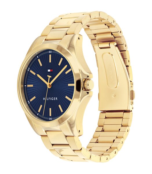 Montre TOMMY HILFIGER BRUCE (43MM) Homme 1710679 Analogue Cadran MINERAL Bleu Bracelet Acier Or jaune Etanchéité 3BAR