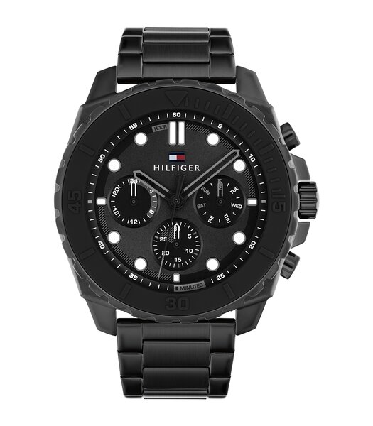 Montre TOMMY HILFIGER MORGAN Homme 1710690 Analogue Cadran MINERAL Noir Bracelet Acier Noir Etanchéité 5BAR