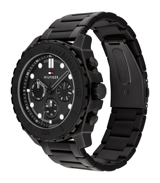 Montre TOMMY HILFIGER MORGAN Homme 1710690 Analogue Cadran MINERAL Noir Bracelet Acier Noir Etanchéité 5BAR