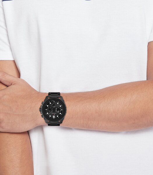 Montre TOMMY HILFIGER MORGAN Homme 1710690 Analogue Cadran MINERAL Noir Bracelet Acier Noir Etanchéité 5BAR