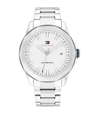 Horloge TOMMY HILFIGER LARS AUTOMATIC Heren 1710695 Analoog Behuizing MINERAAL Zilverkleurig Bracelette Roestvrij staal Staal Etanchéiteiten 5BAR