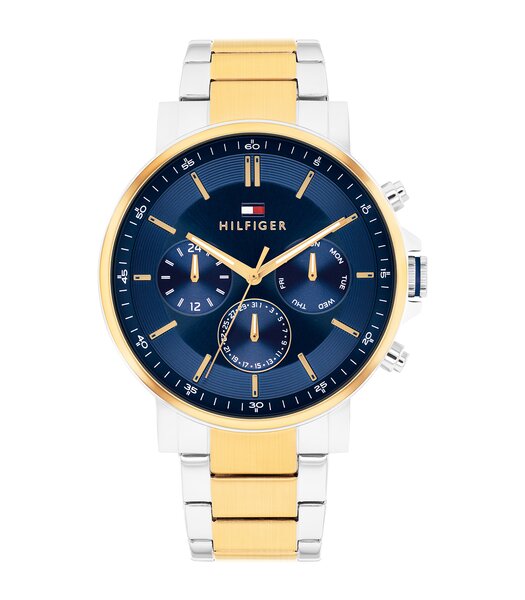 Montre TOMMY HILFIGER TYSON Homme 1710710 Analogue Cadran MINERAL Bleu Bracelet Acier inoxydable Acier / or jaune Etanchéité 5BAR