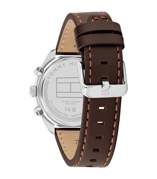 Horloge TOMMY HILFIGER HUDSON Heren 1710719 Analoog Behuizing MINERAAL Groen Bracelette Leer Bruin Etanchéiteiten 5BAR