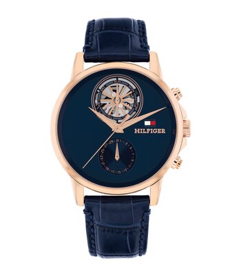 Horloge TOMMY HILFIGER STEWART Heren 1710747 Analoog Behuizing MINERAAL Blauw Bracelette Leer Blauw Etanchéiteiten 5BAR